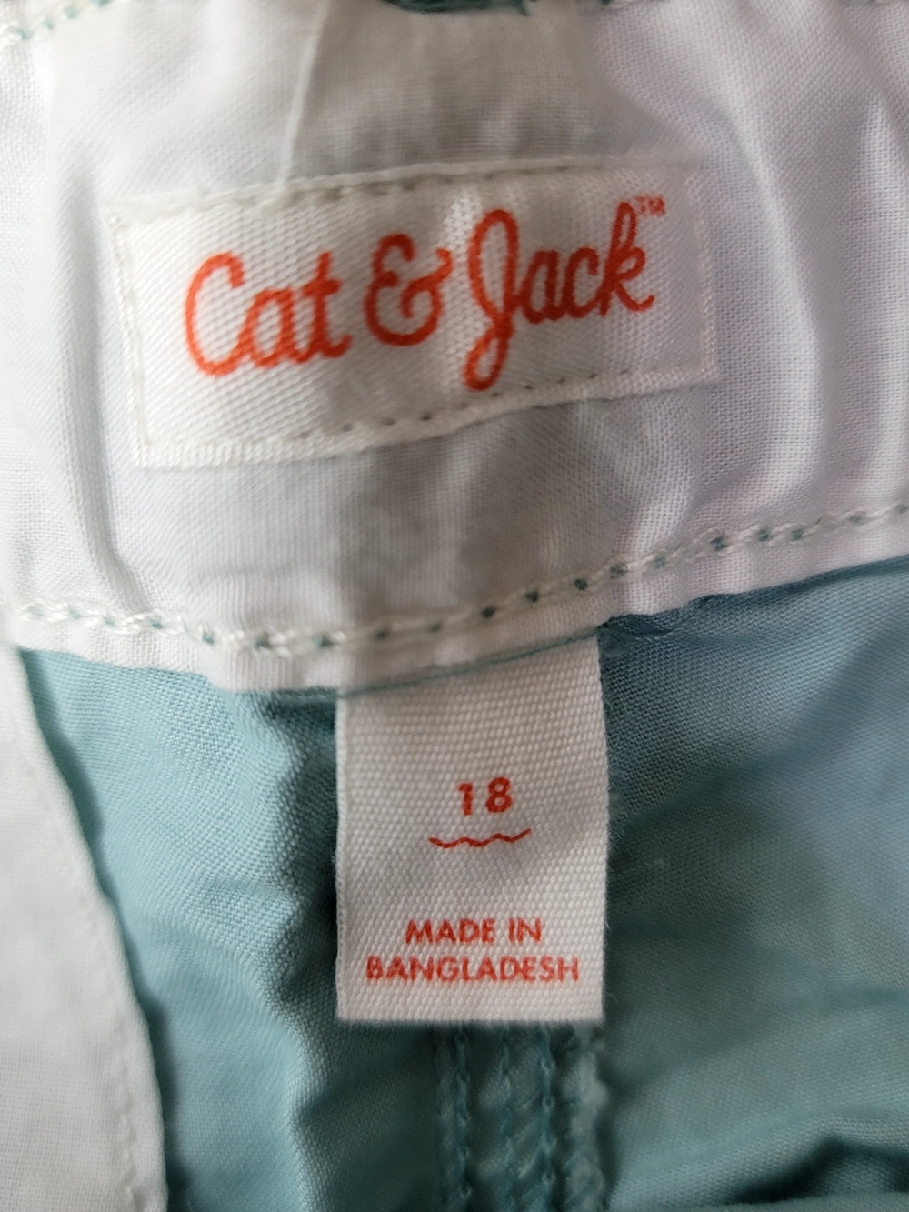 NWT Cat & Jack Boys Flat Front Shorts Mint Green Size 18 Boys Adjustable Waist - Picture 6 of 8